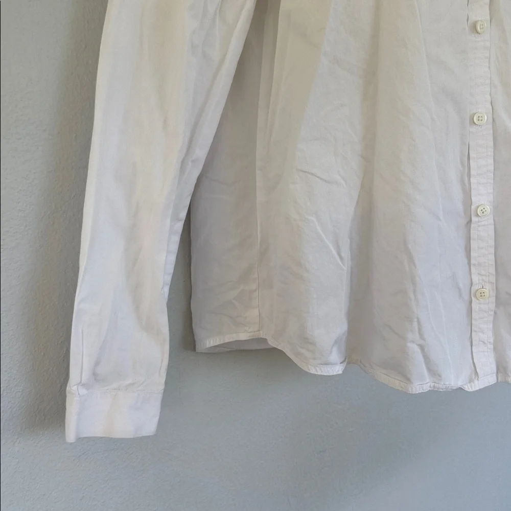 Ann Taylor LOFT white classic single pocket cotton button down dress shirt large